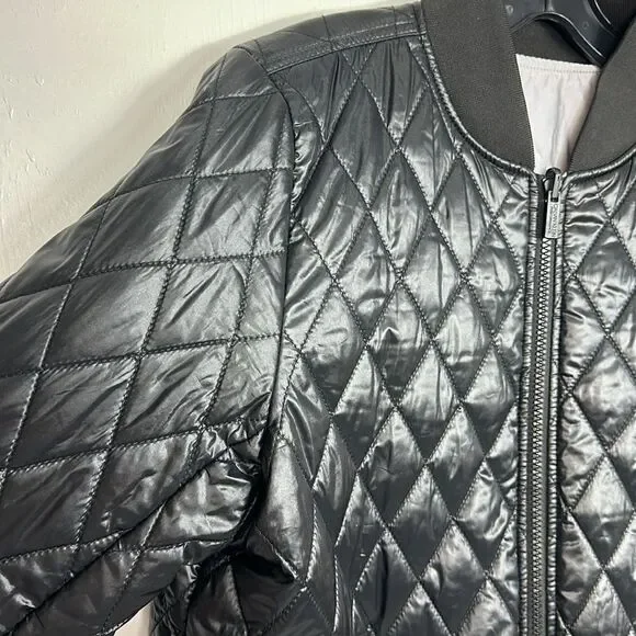 Calvin Klein Performance Reversible Black Silver Quilted Bomber Jacket Size M - Picture 2 of 12